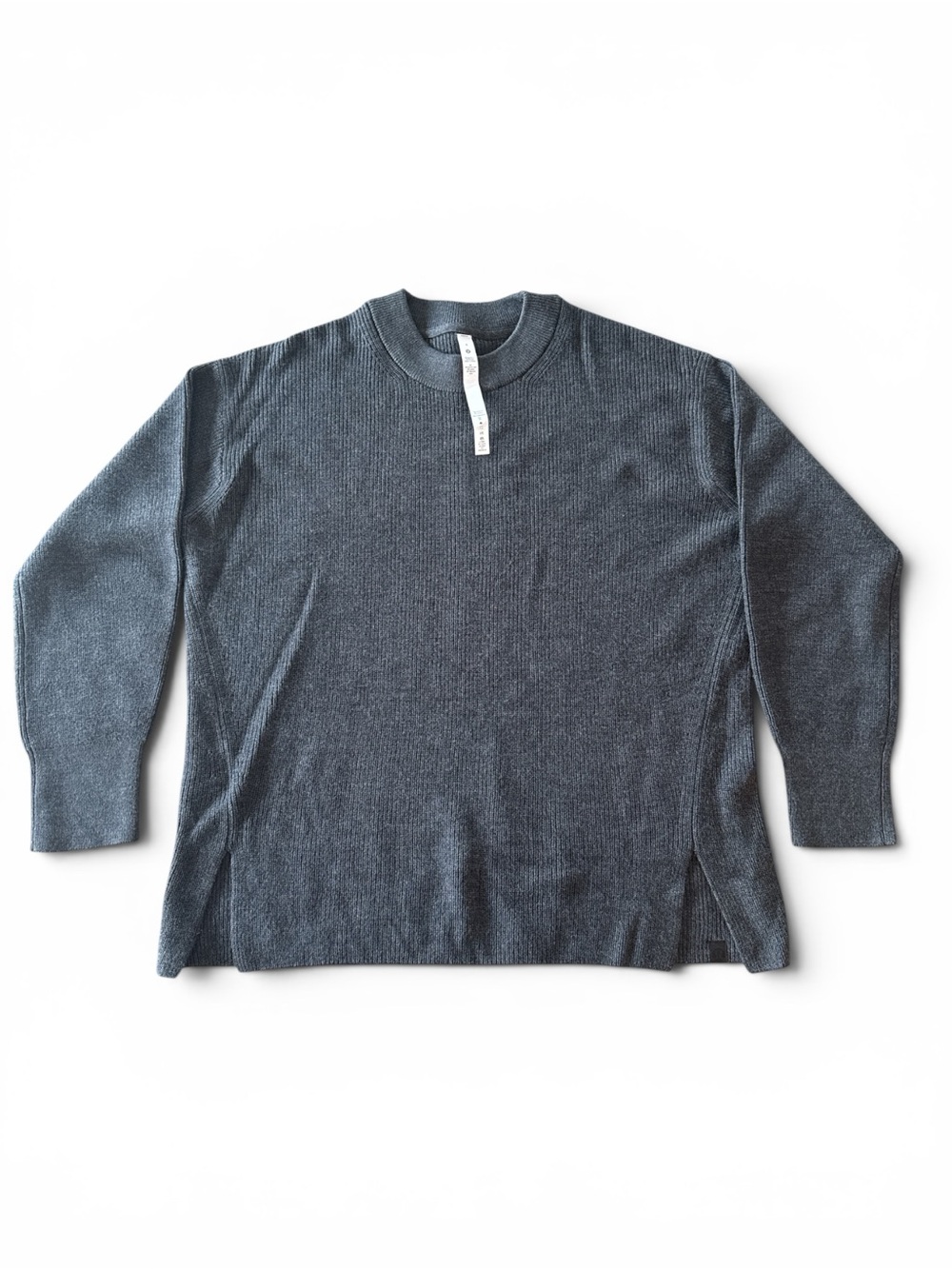 Lululemon Merino Wool-Blend Ribbed Grey Crewneck Knit Sweater Size 8